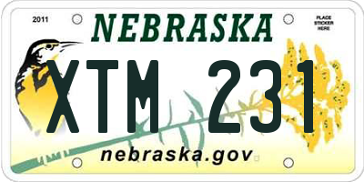 NE license plate XTM231