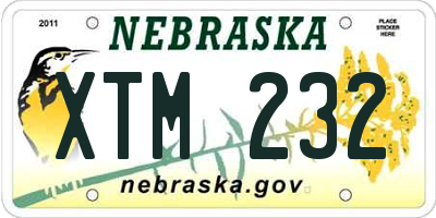 NE license plate XTM232