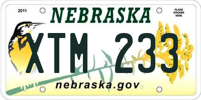 NE license plate XTM233