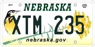 NE license plate XTM235