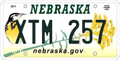 NE license plate XTM257