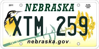 NE license plate XTM259