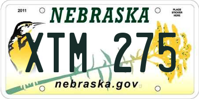 NE license plate XTM275