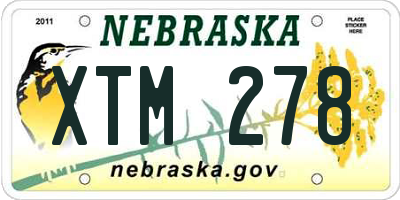 NE license plate XTM278