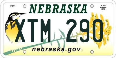 NE license plate XTM290