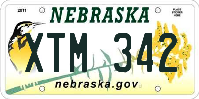 NE license plate XTM342