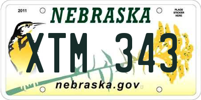 NE license plate XTM343