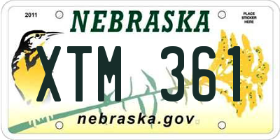 NE license plate XTM361