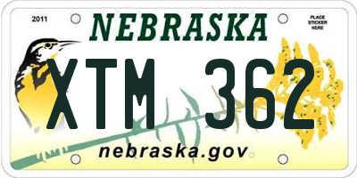 NE license plate XTM362