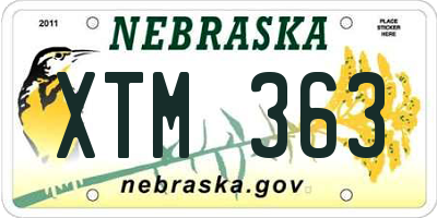 NE license plate XTM363