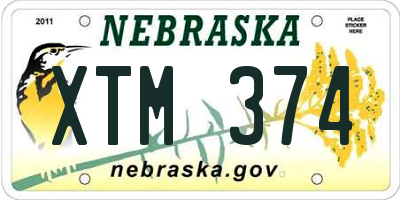 NE license plate XTM374