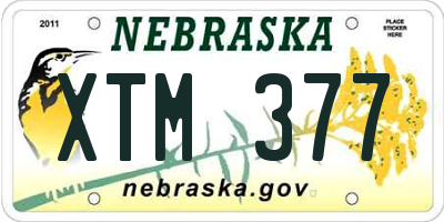 NE license plate XTM377