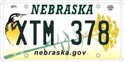 NE license plate XTM378