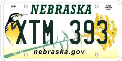 NE license plate XTM393