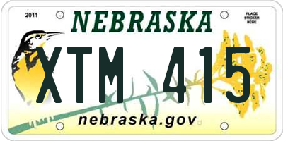 NE license plate XTM415