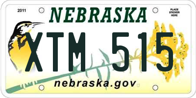 NE license plate XTM515