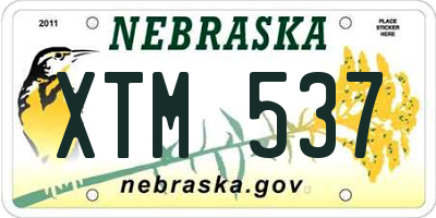 NE license plate XTM537