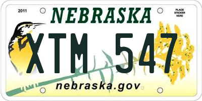NE license plate XTM547