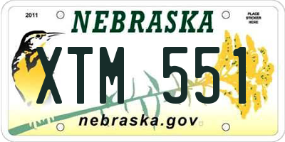NE license plate XTM551