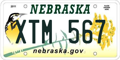 NE license plate XTM567