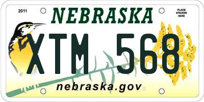 NE license plate XTM568