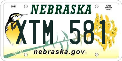 NE license plate XTM581
