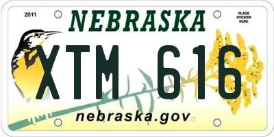 NE license plate XTM616
