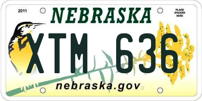 NE license plate XTM636