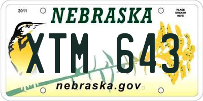 NE license plate XTM643