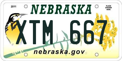 NE license plate XTM667