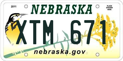 NE license plate XTM671