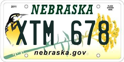 NE license plate XTM678