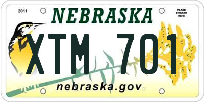 NE license plate XTM701