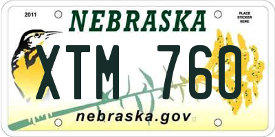 NE license plate XTM760