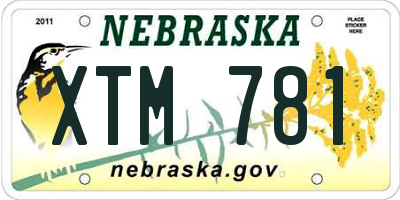 NE license plate XTM781