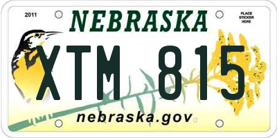 NE license plate XTM815