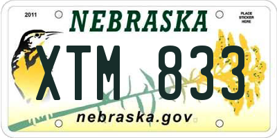 NE license plate XTM833