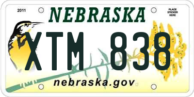 NE license plate XTM838
