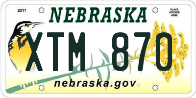 NE license plate XTM870