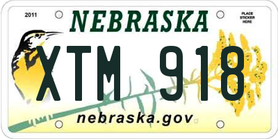NE license plate XTM918