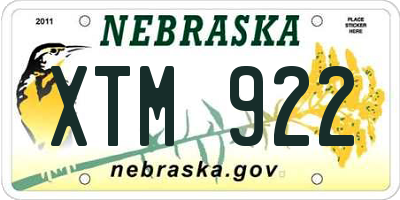 NE license plate XTM922