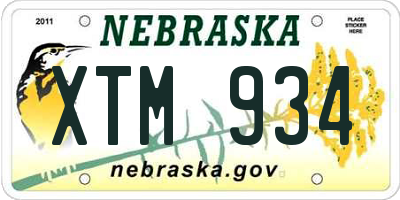 NE license plate XTM934