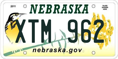 NE license plate XTM962