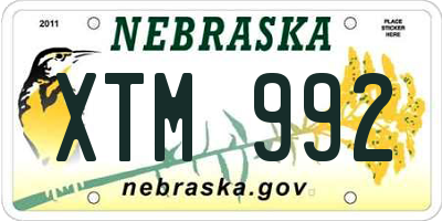 NE license plate XTM992