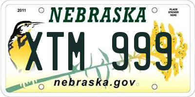 NE license plate XTM999