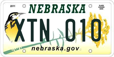 NE license plate XTN010