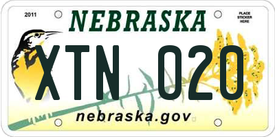 NE license plate XTN020