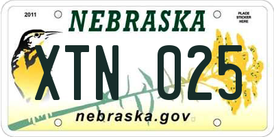 NE license plate XTN025