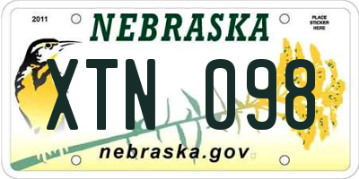 NE license plate XTN098