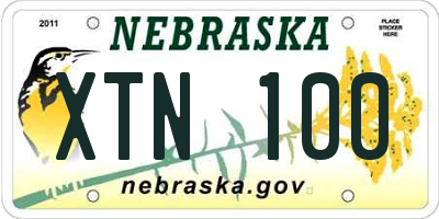 NE license plate XTN100